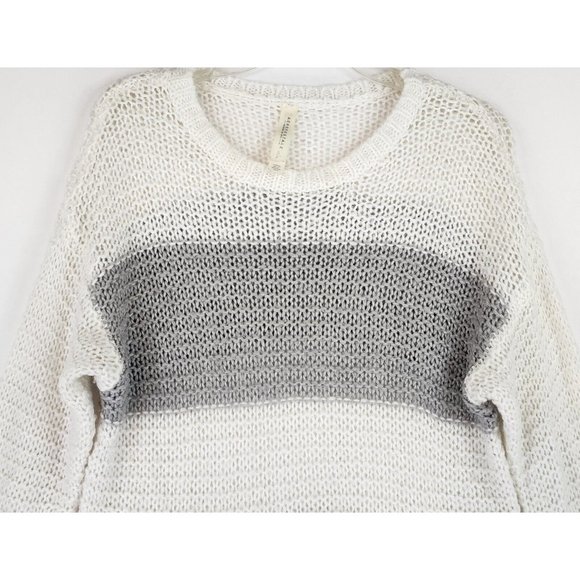 Aeropostale Sweater Womens Small Gray White Striped Casual Preppy Open Knit Top - Picture 6 of 10